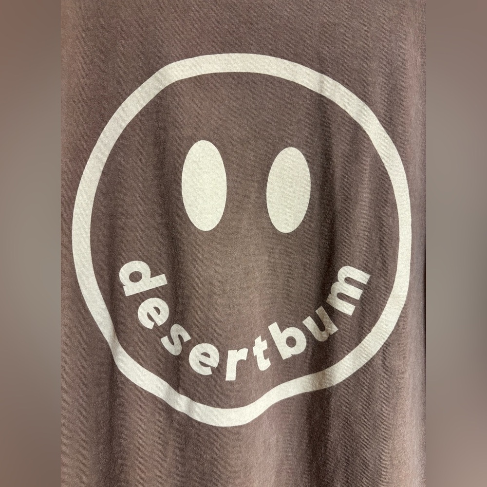 Uptown Hippie Desert Bum Smile Cotton Soft Long Sleeve Brown Top Size Medium - Picture 5 of 8